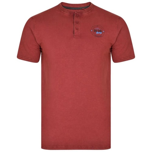 KAM Grandad Neck Bronx Tee Acid Wash Cordovan